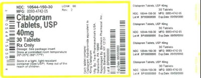 40mg 30ct (Label Citalopram Tabs 40mg Bpi(10544 150 30) Teva(0093 4742 05) Rev2)